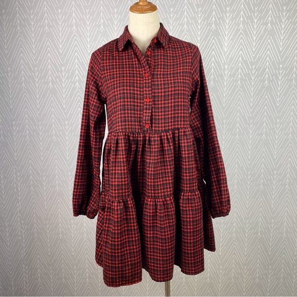 HYFVE Plaid Collared Babydoll Mini Dress NWT - Picture 9 of 10